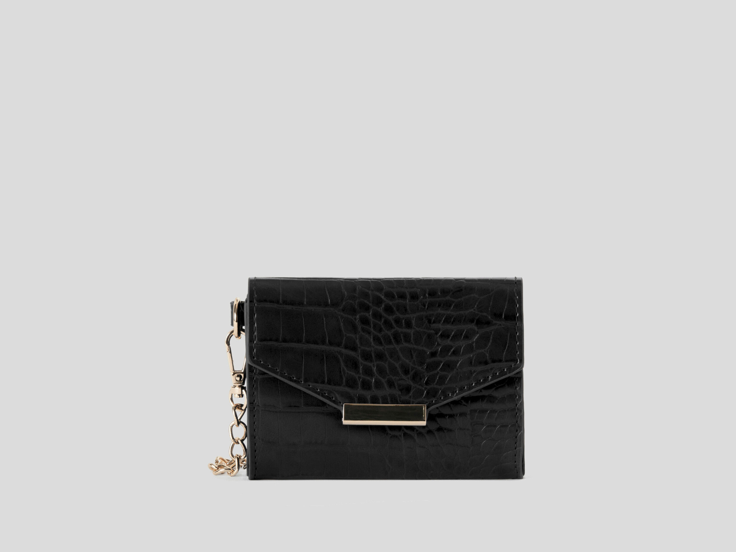 Mini crocodile print bag with card holder Black Benetton