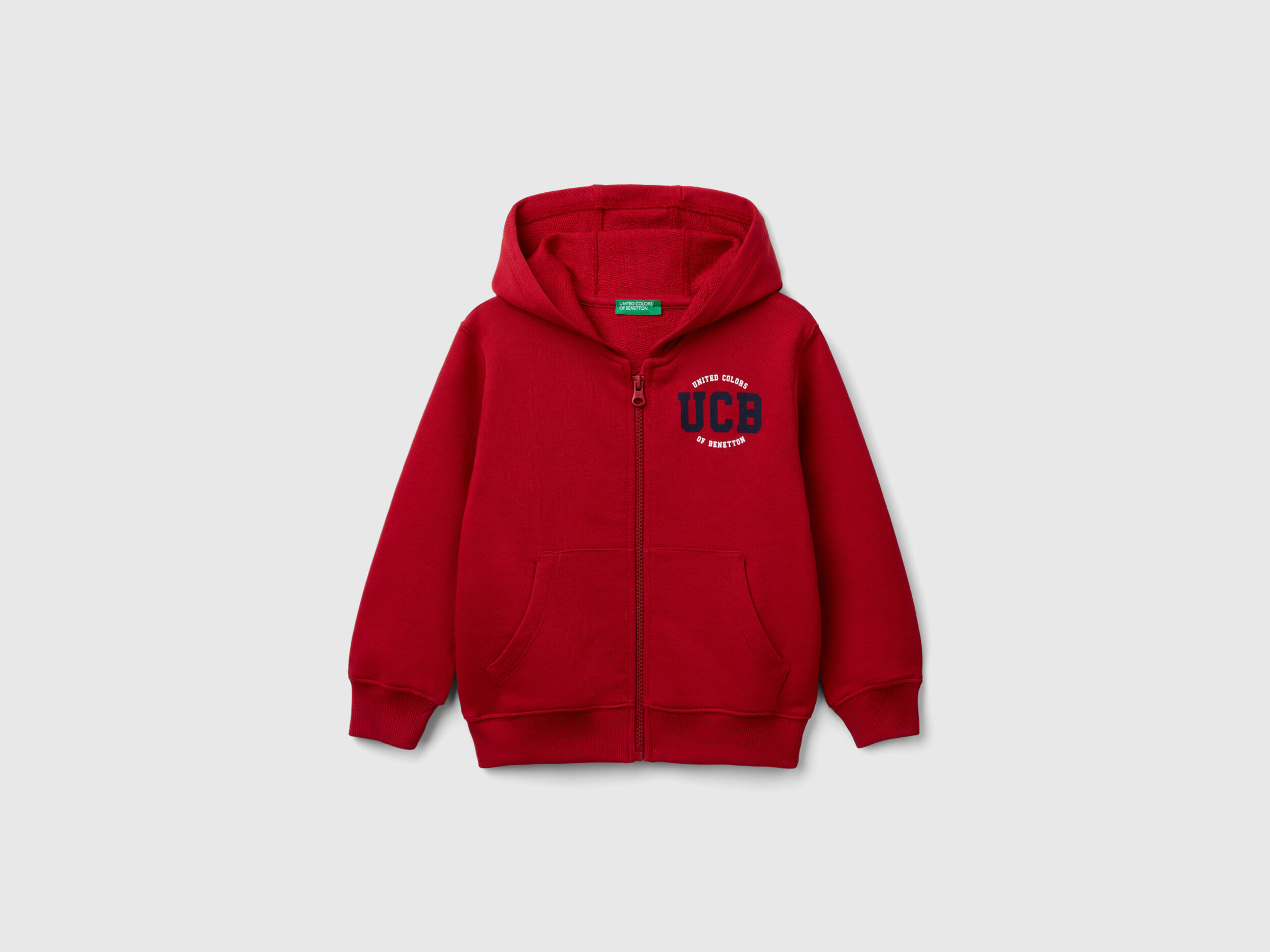 Hoodie with logo Red Benetton