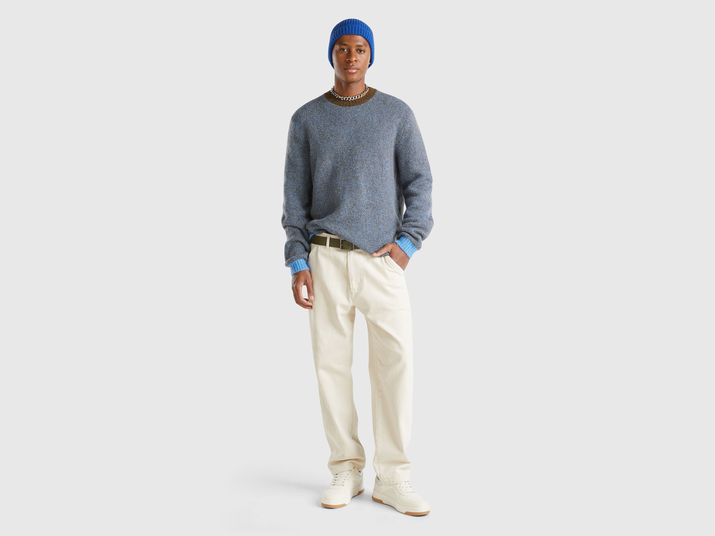 Striped sweater in alpaca and wool blend - Multi-color