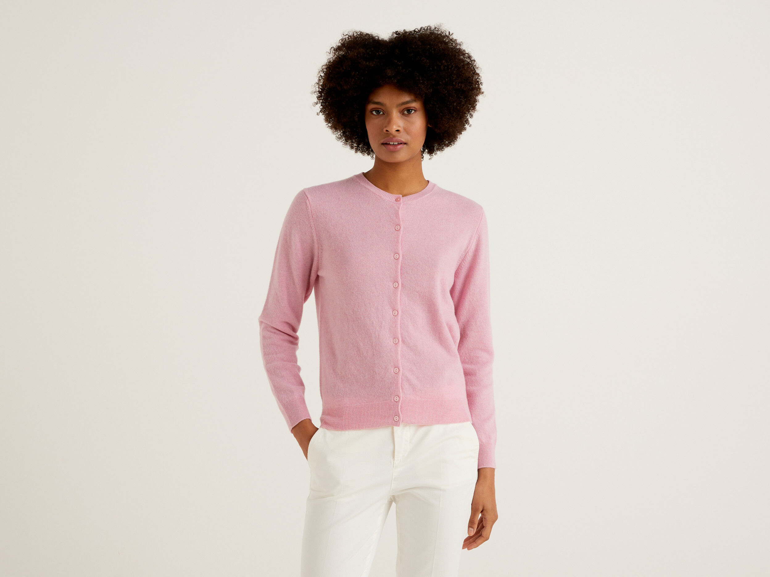 Pink crew neck online cardigan