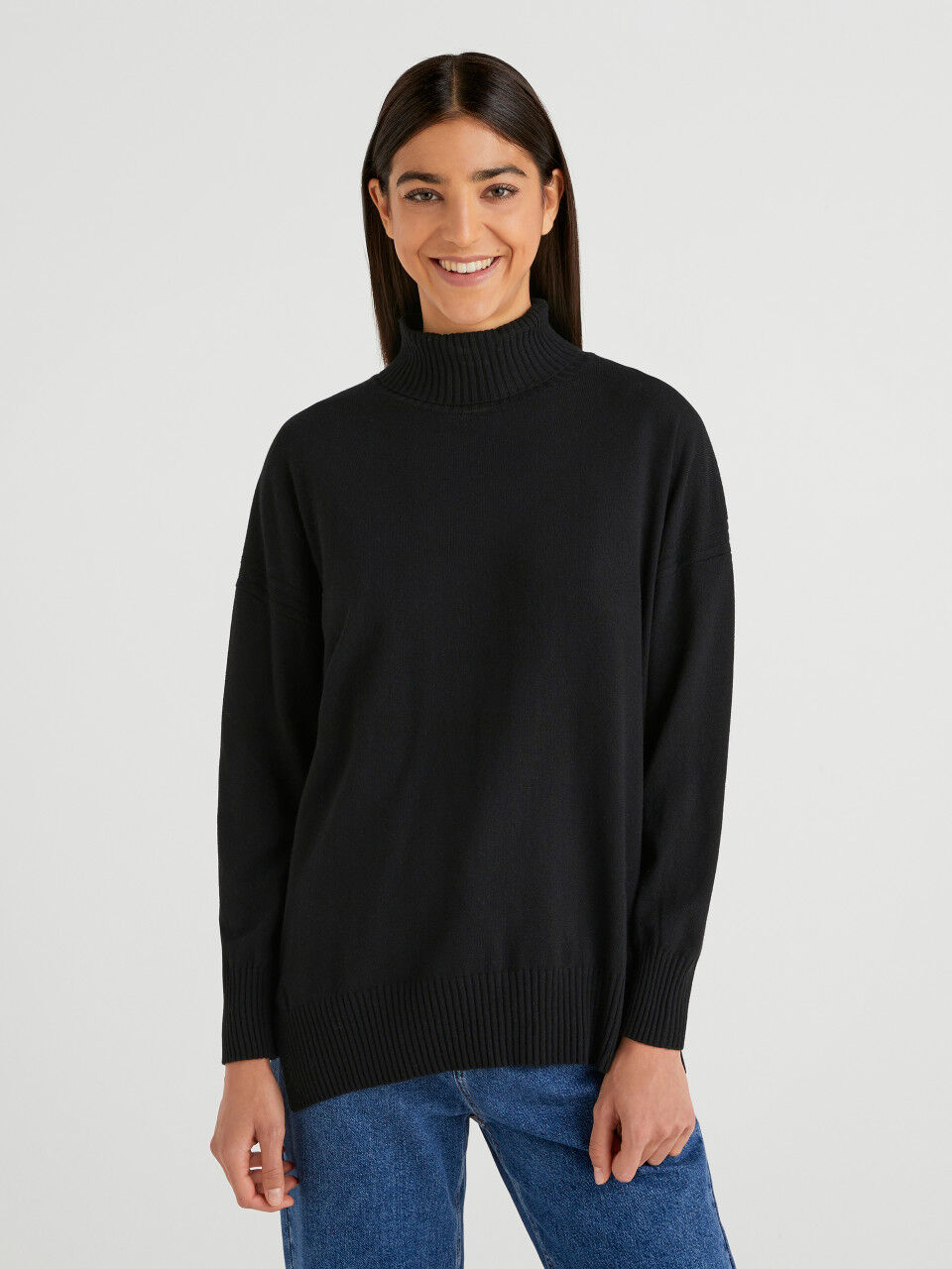 High neck shop sweater black