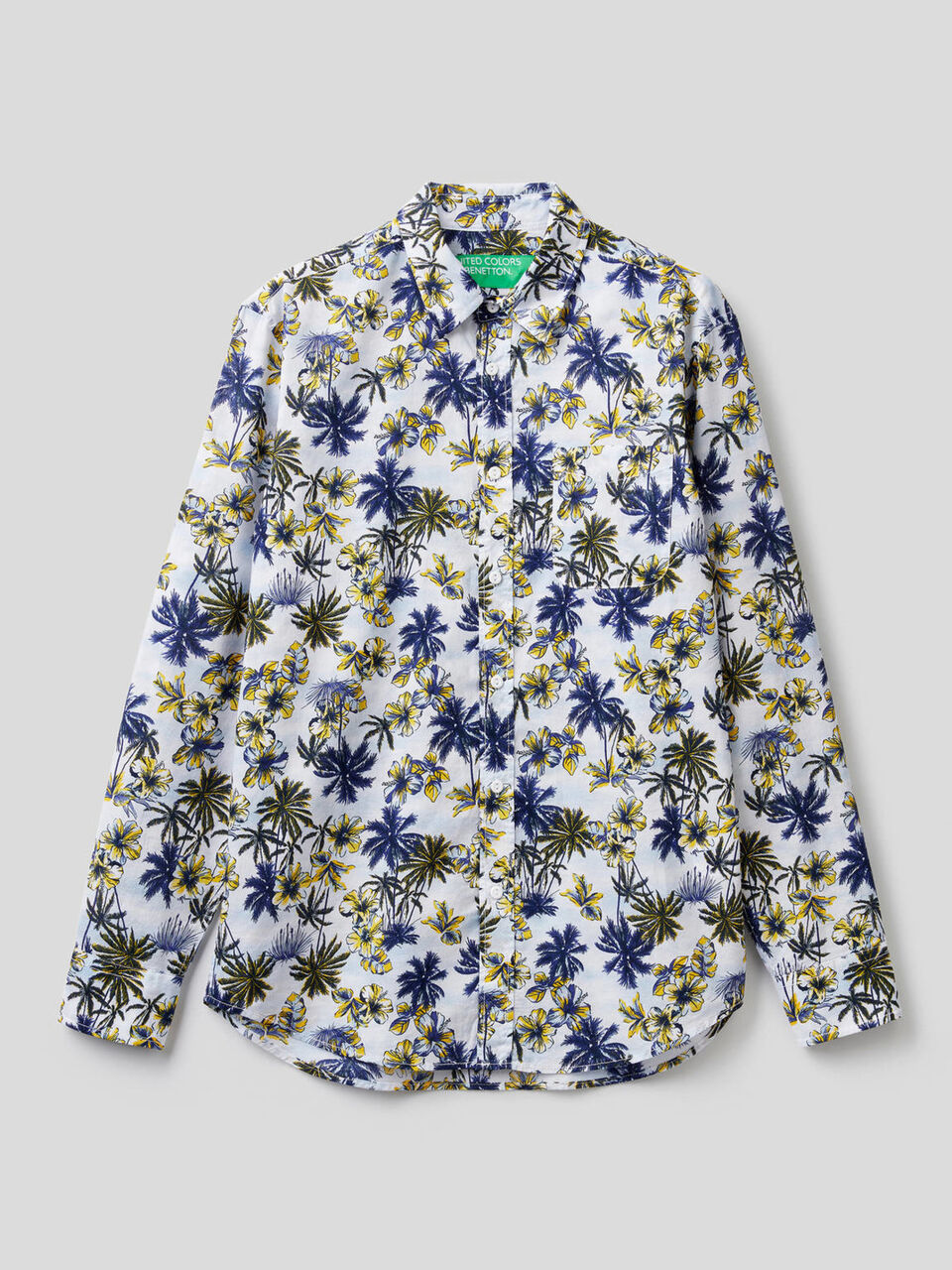 100% cotton shirt with botanical print image number 1