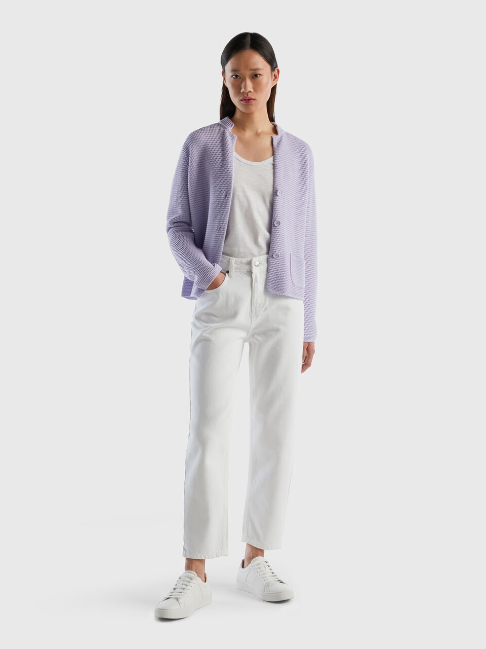 100% cotton knit jacket - Violet