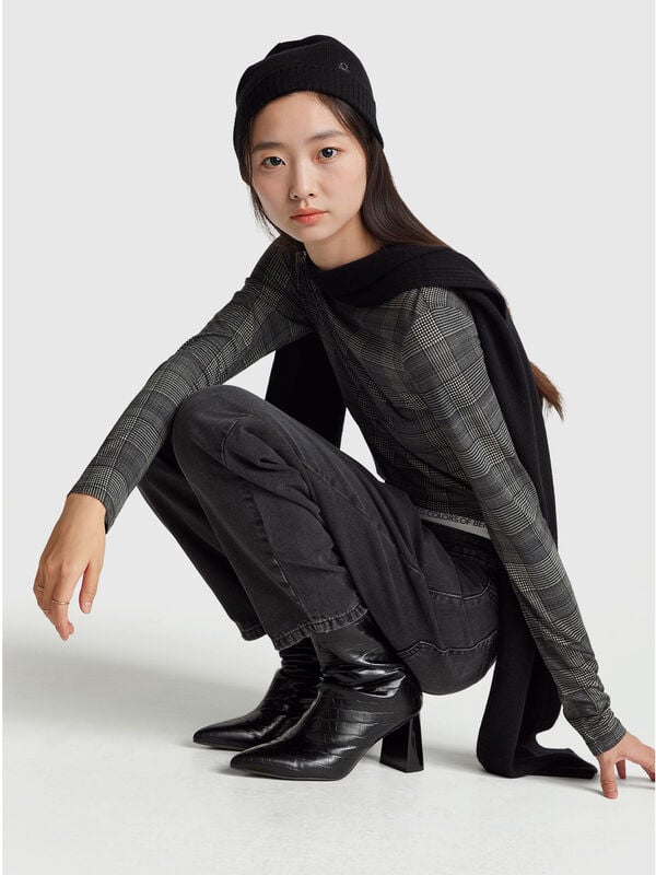 Camiseta ajustada Príncipe de Gales Mujer