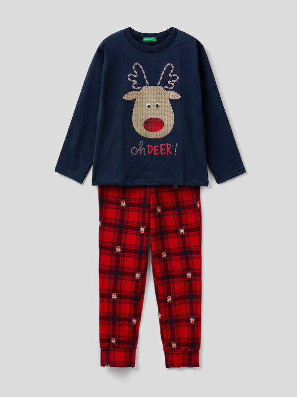 Warm pyjamas with reindeer print Junior Boy
