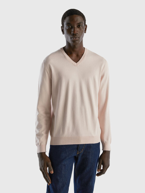 Cashmere & Cotton V Neck Sweater