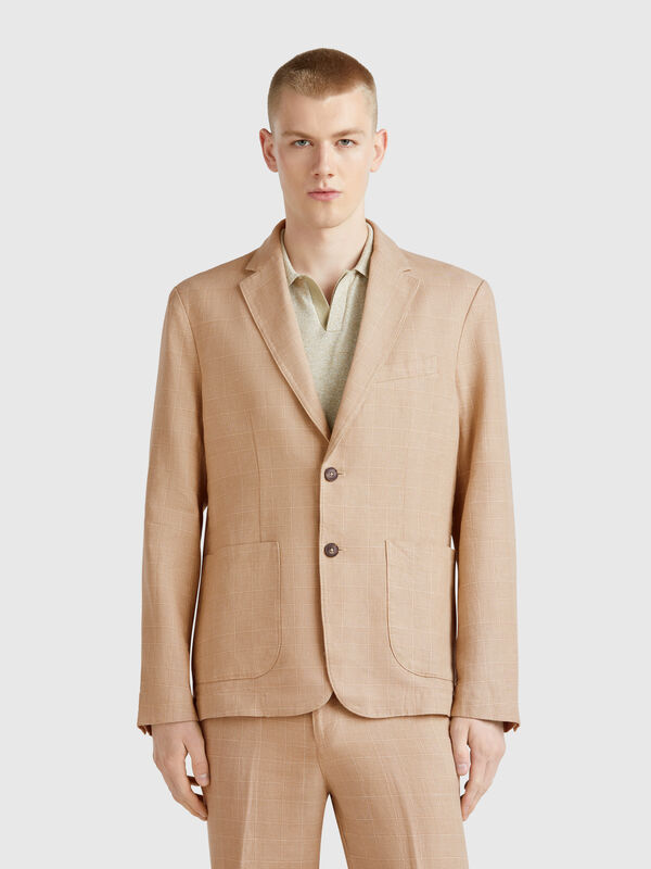 Americana mezcla de lino a rayas Hombre