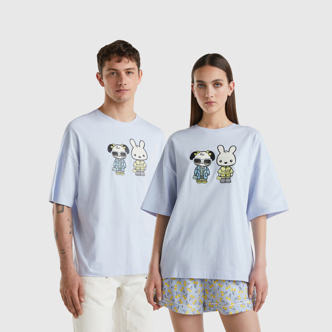 Oversized sky blue Be Family t shirt Sky Blue Benetton