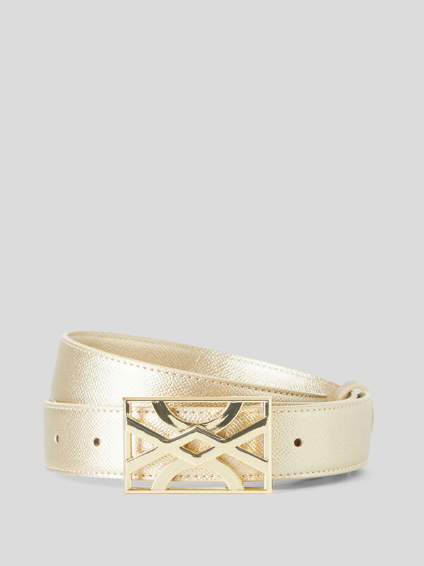 Gold belt with logoed buckle Women
