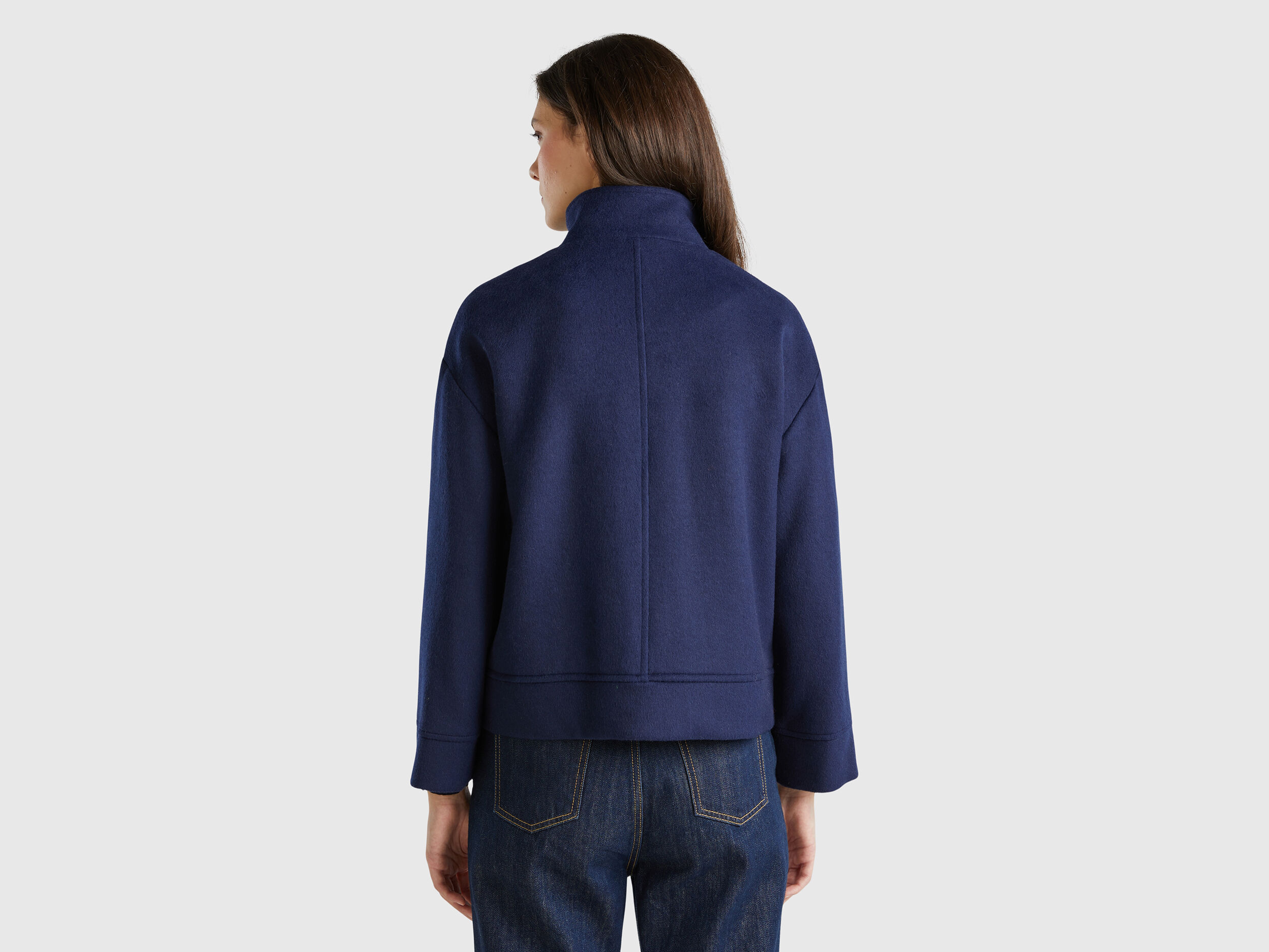 Jacket in recycled wool blend - Dark Blue | Benetton Jacket in recycled wool blend - Dark Blue | Benetton