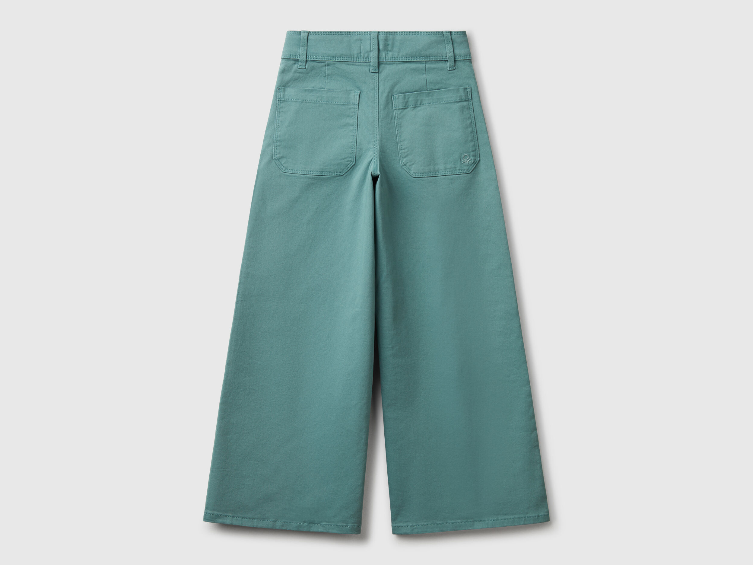 Trousers with wide leg - Olive Green | Benetton