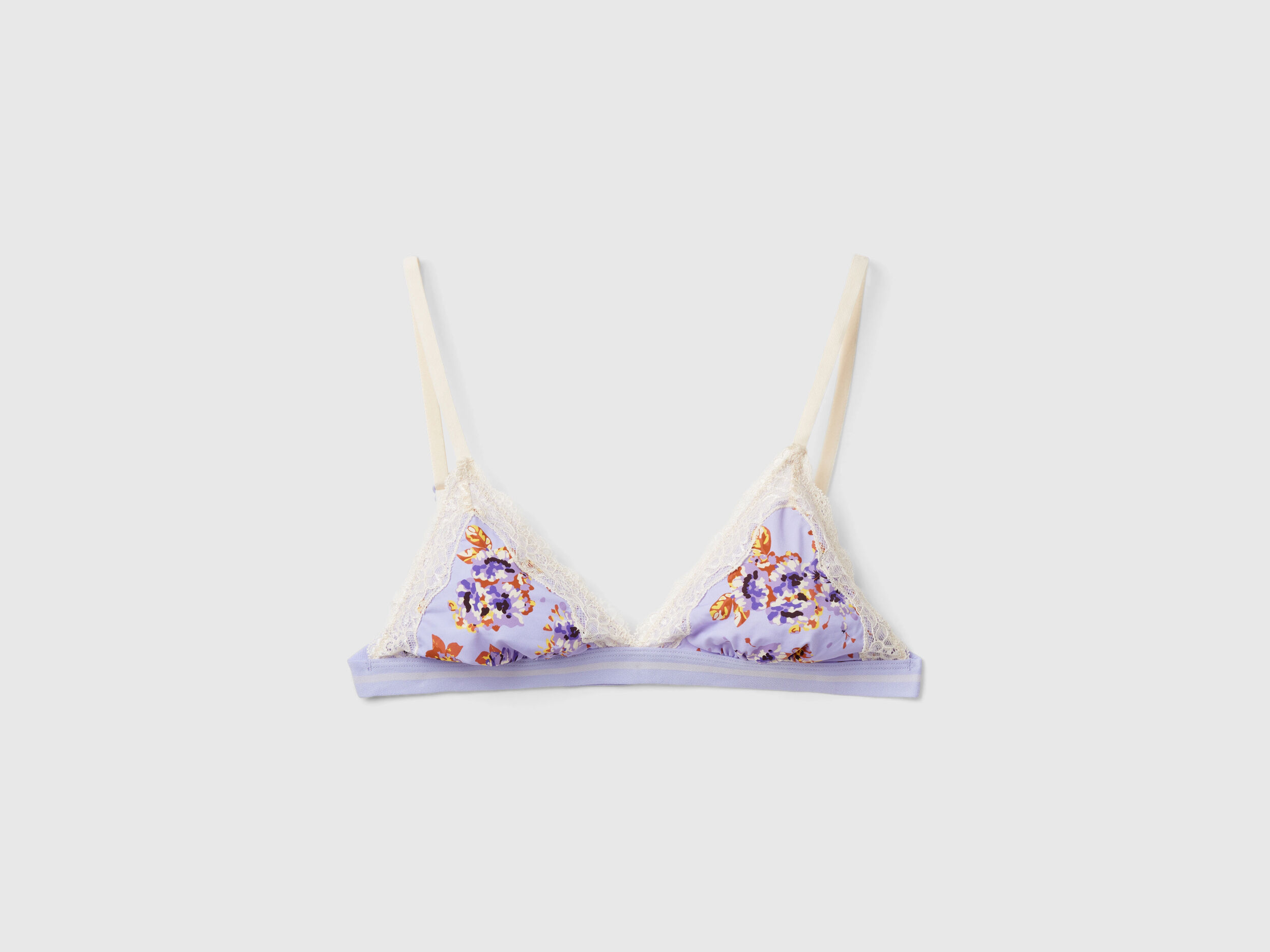 Triangle bra with floral print - Lilac | Benetton