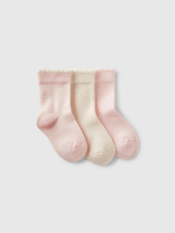 Three pairs of pink and cream socks New Born (0-18 months)