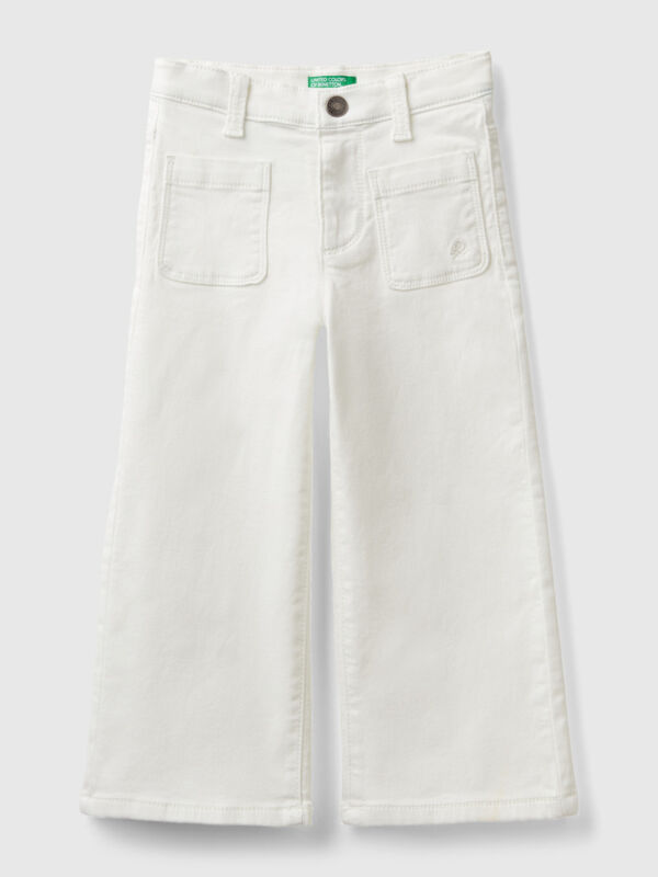 Wide trousers in stretch cotton Junior Girl