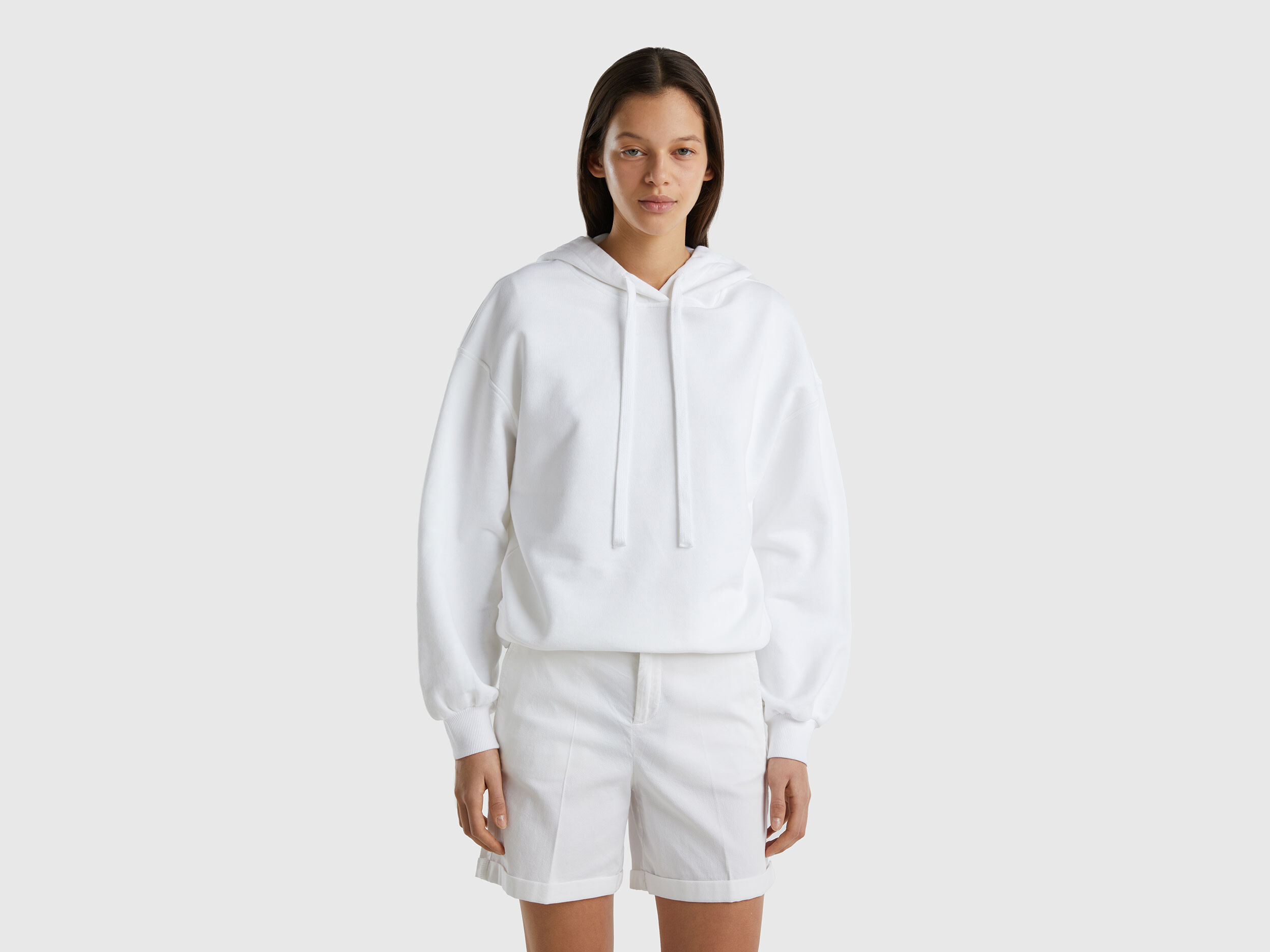 100 cotton hoodie White Benetton