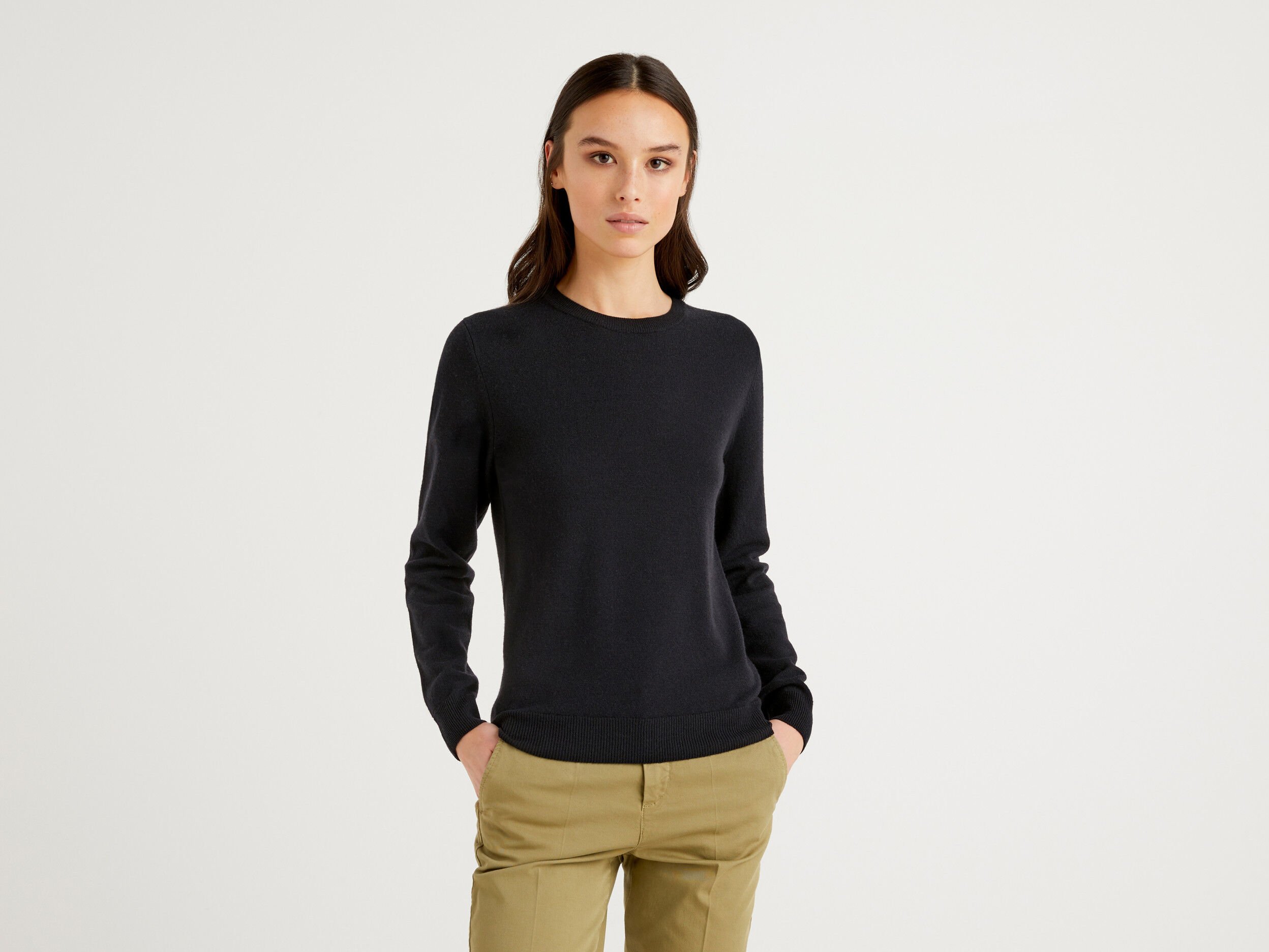 Black merino wool sweater womens