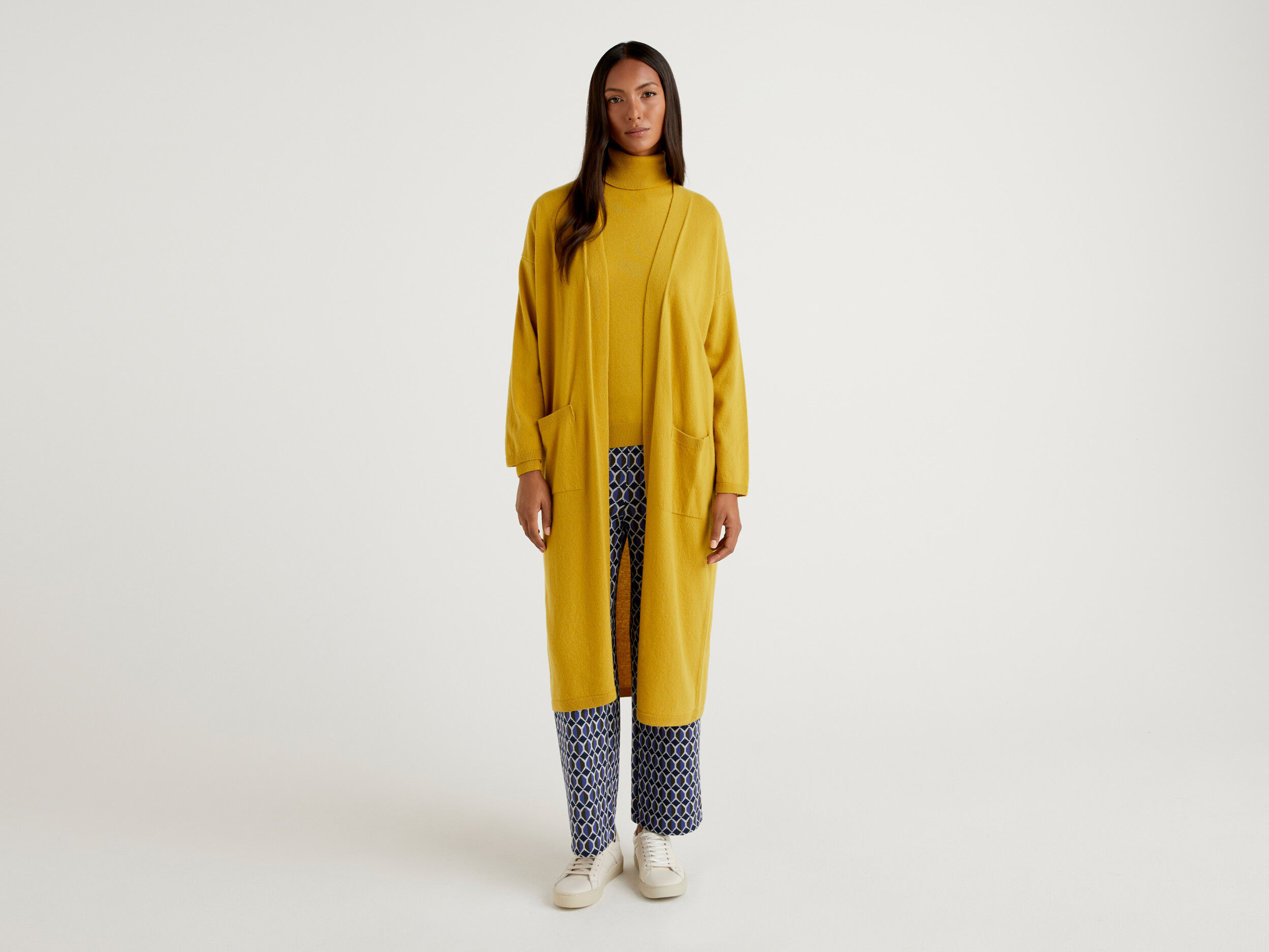Long yellow cardigan hot sale