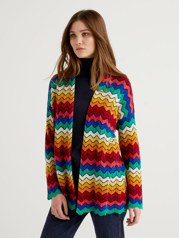 Cárdigan con zigzag multicolor Mujer