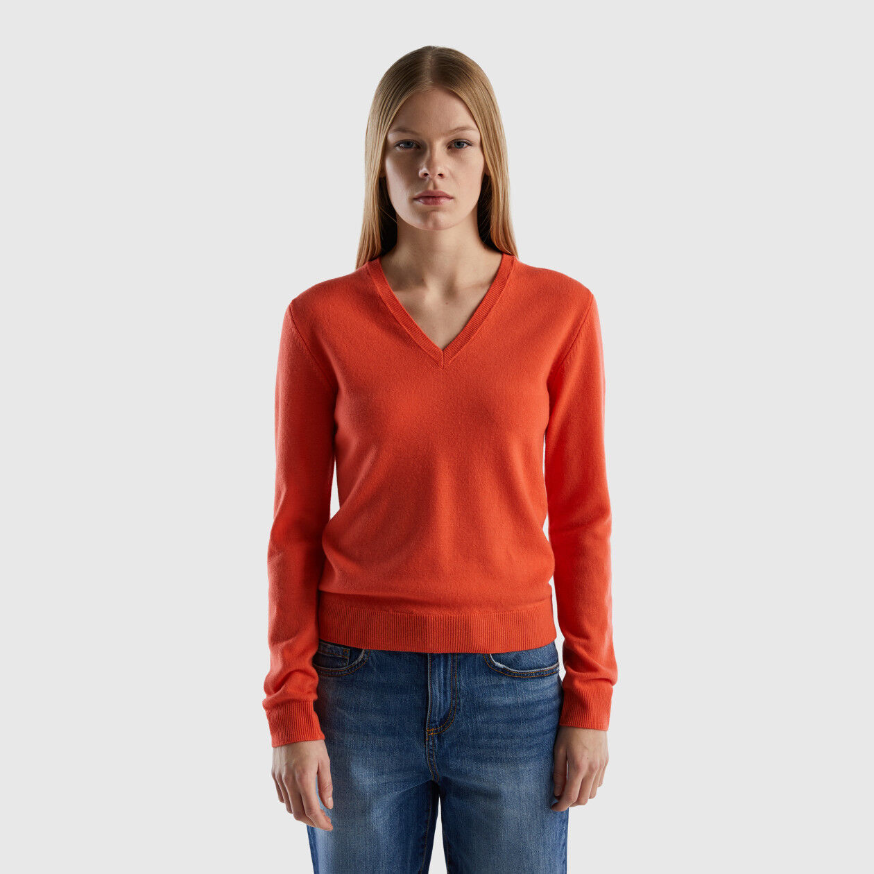 Coral v outlet neck sweater