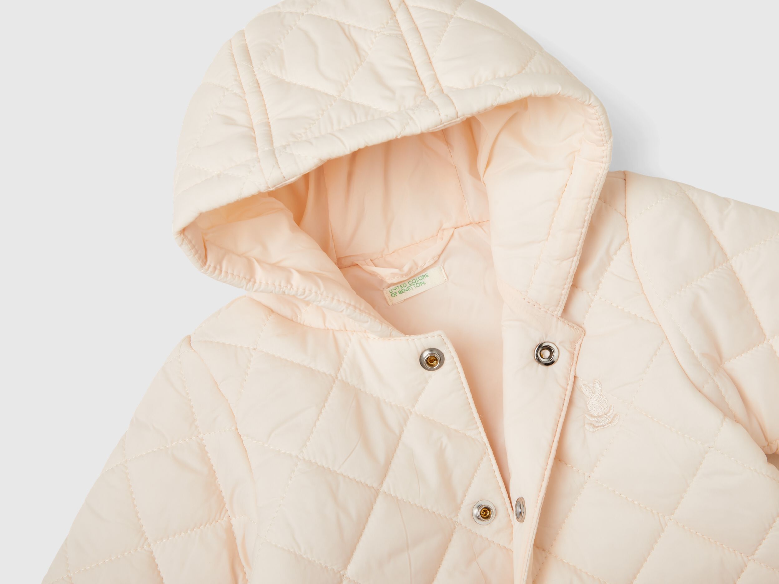 Quilted jacket with hood Soft Pink Benetton