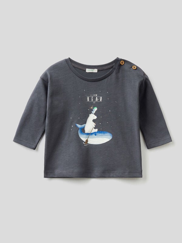 T-shirt with print in warm organic cotton New Born (0-18 months)