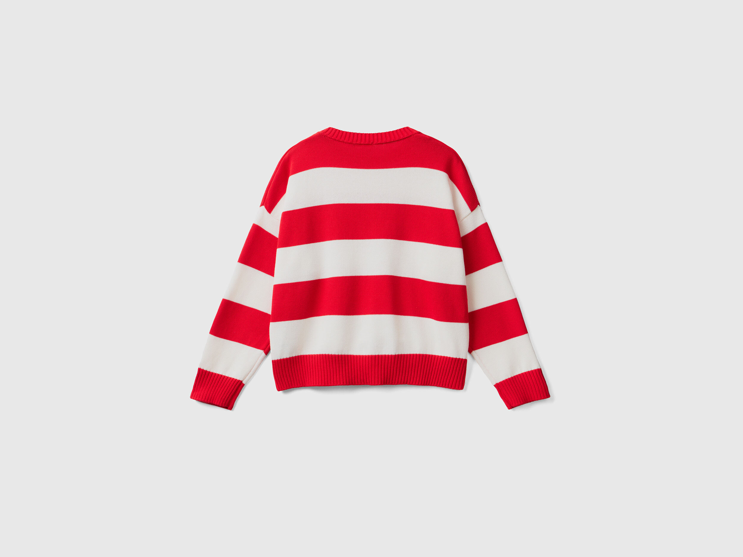Red sweater with best sale white stripe