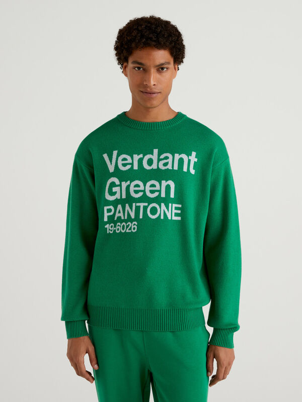 BenettonxPantone™ green sweater with inlay Men