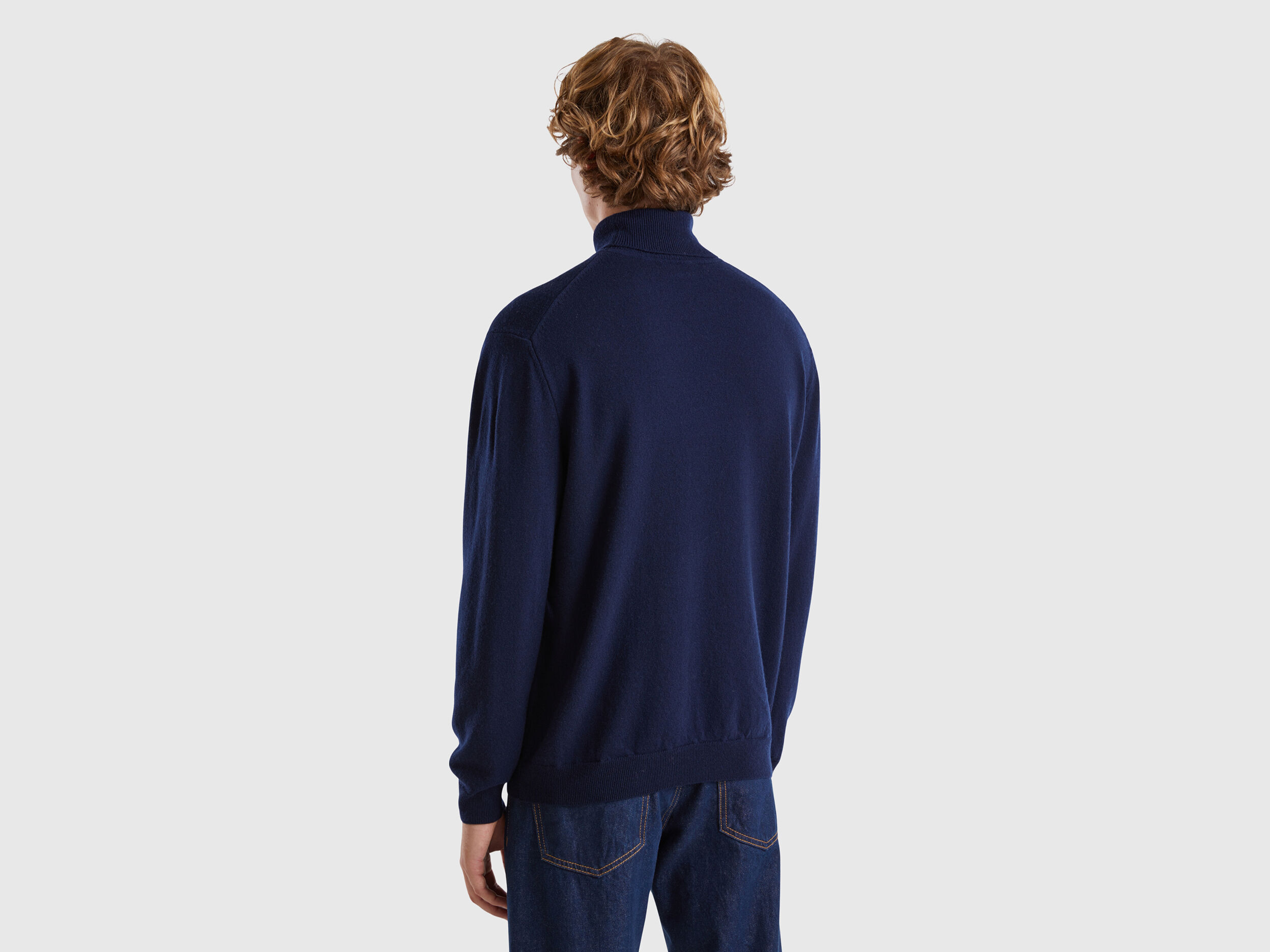 Midnight blue turtleneck in pure Merino wool - Dark Blue