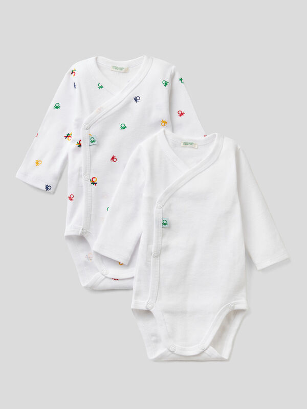 Two long sleeve bodysuits in organic cotton New Born (0-18 months)