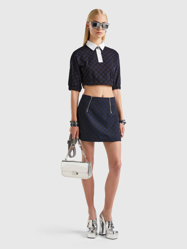 Louis Vuitton Monogram Jacquard Zip-Up Mini Skirt Navy. Size 38