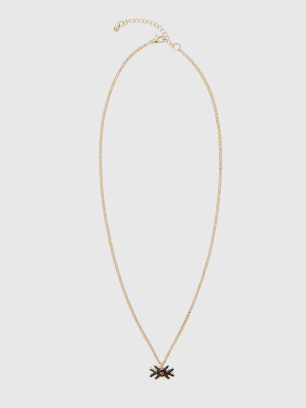 Necklace with black logo pendant Women