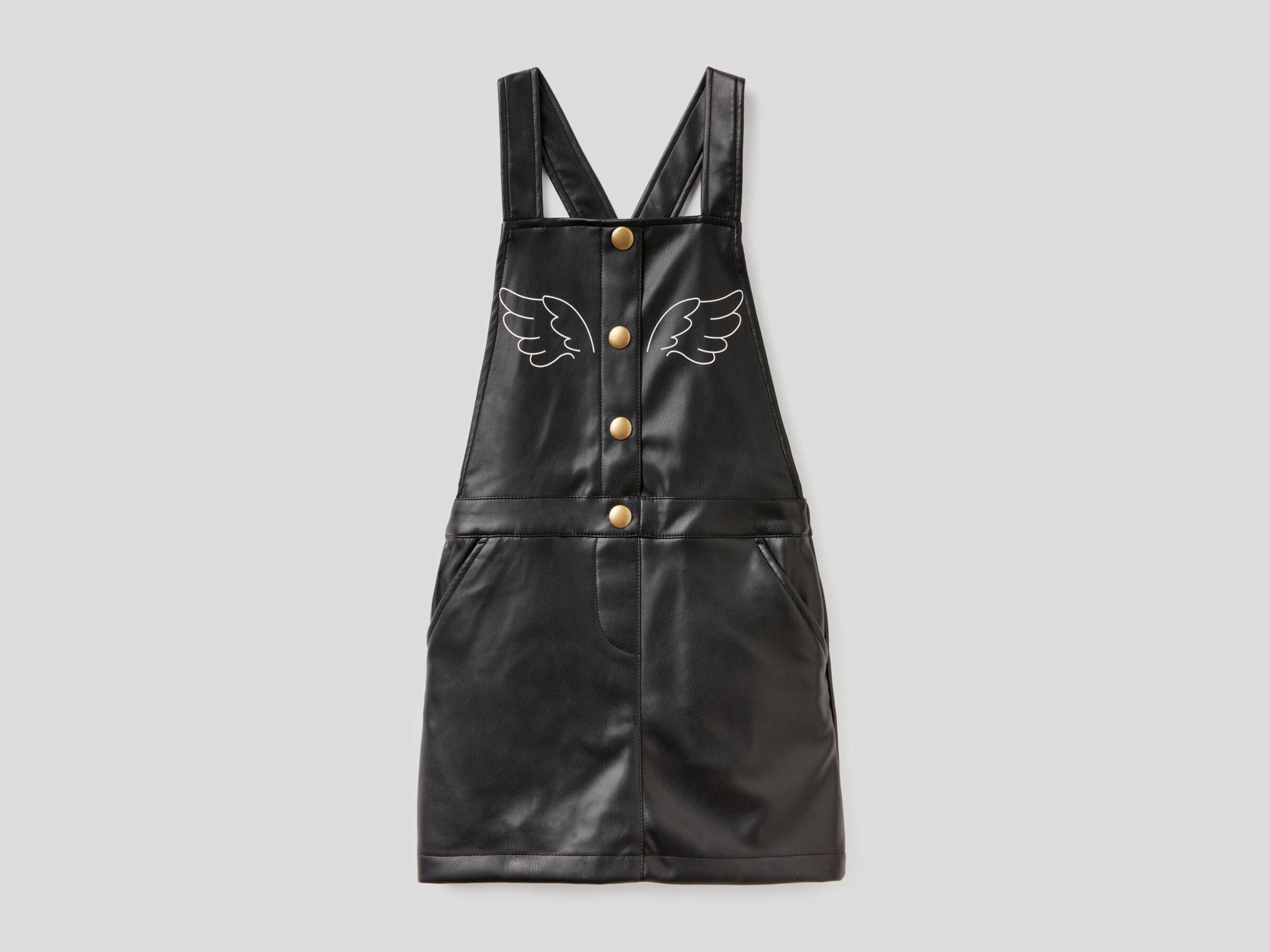 Overall skirt in imitation leather fabric image number null