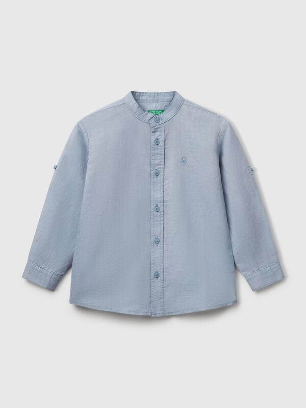 Mandarin collar shirt in linen blend Junior Boy