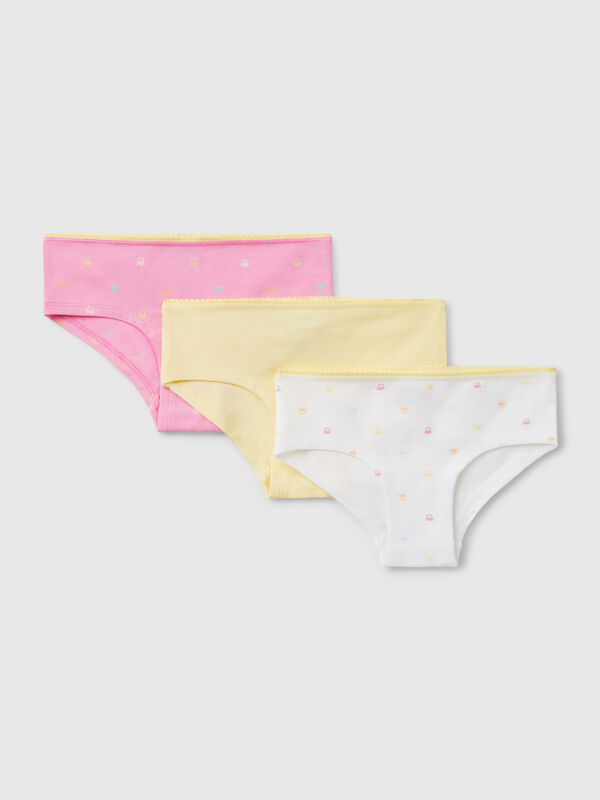 Set of three underwear in stretch cotton Junior Girl