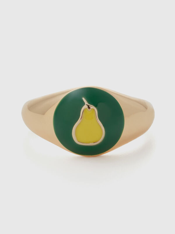 Green ring with pear motif Women