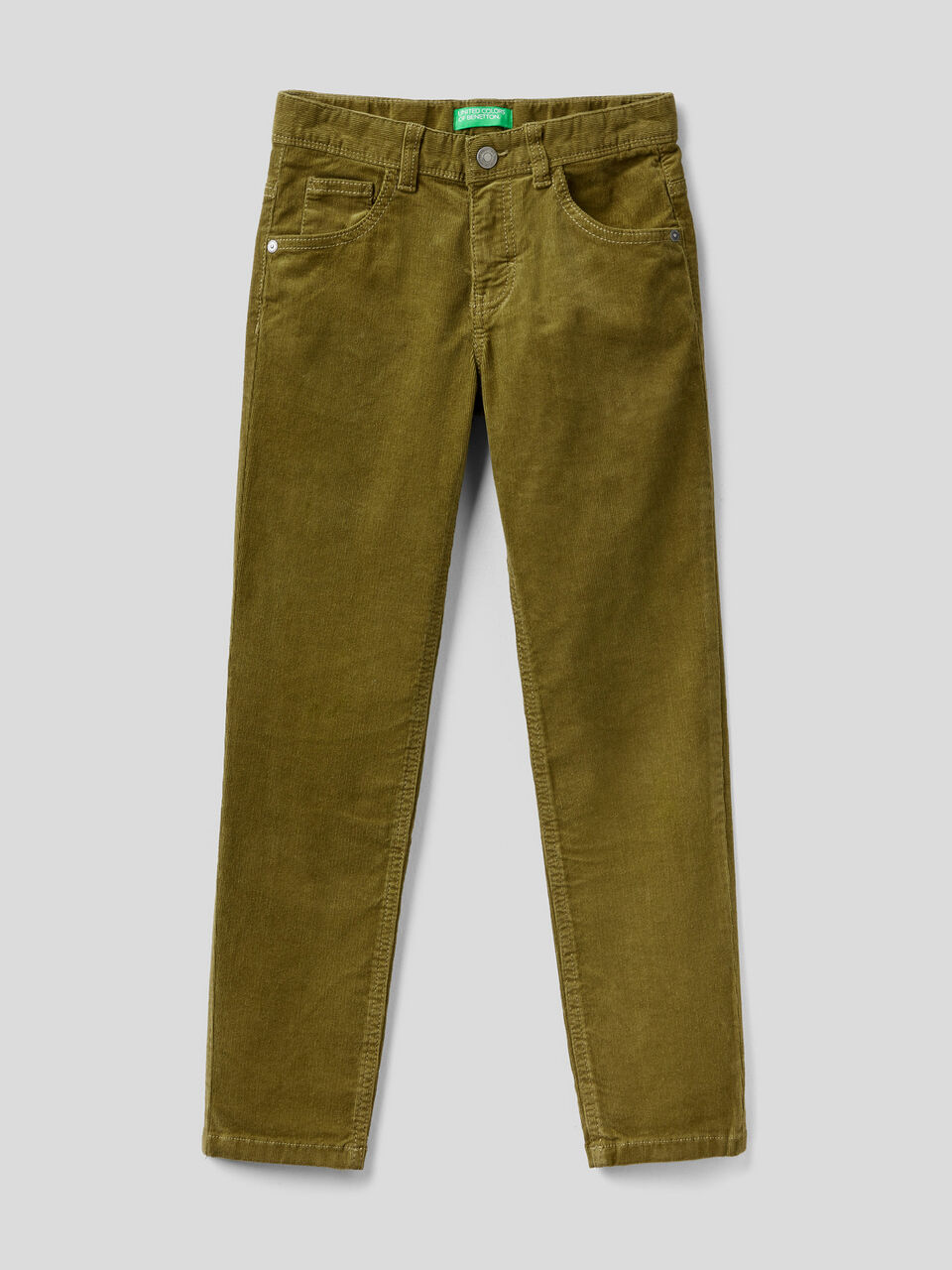 Slim fit stretch corduroy trousers - Military Green