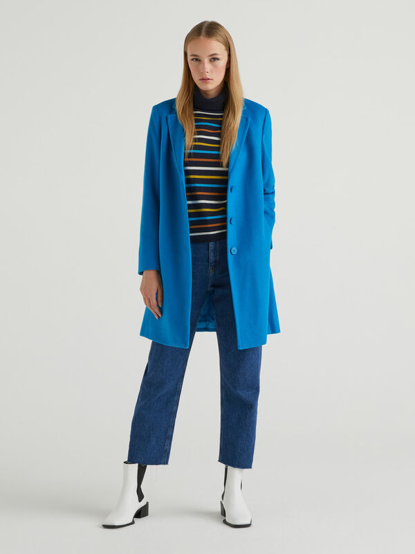 Short coat in wool blend cloth Women