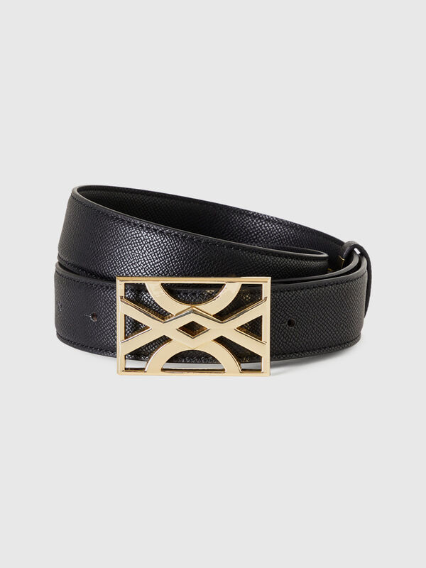 Black belt with logoed buckle