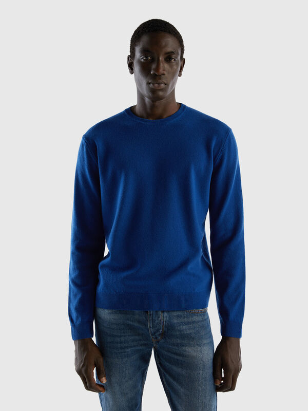 Men's round neck sweater, Dark blue