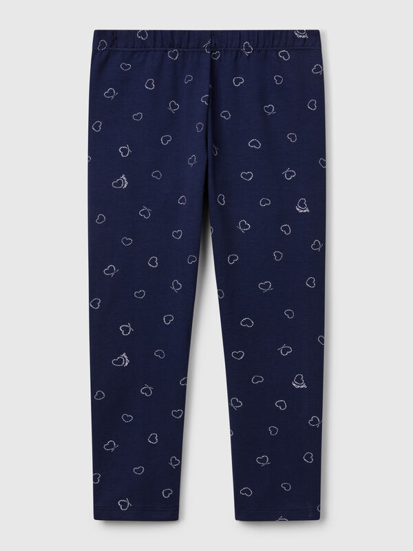 Legging azul oscuro con estampado de corazones Niña