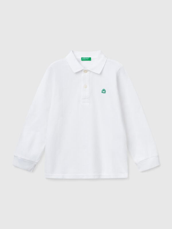 Long sleeve polo in cotton Junior Boy