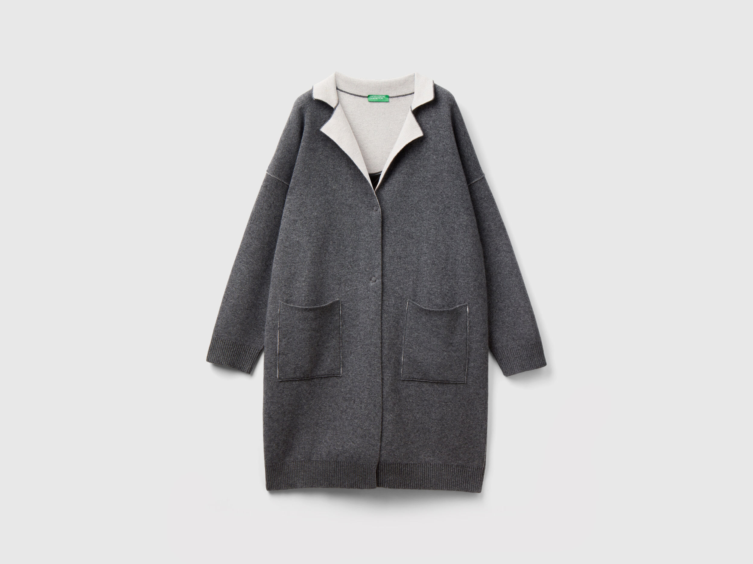 Reversible knit coat Gray Benetton