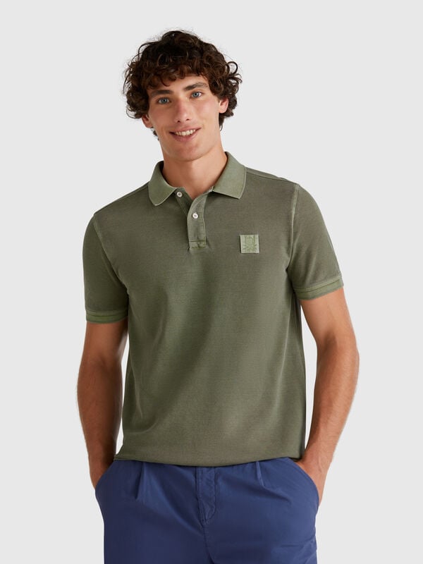 Military green regular fit polo Men
