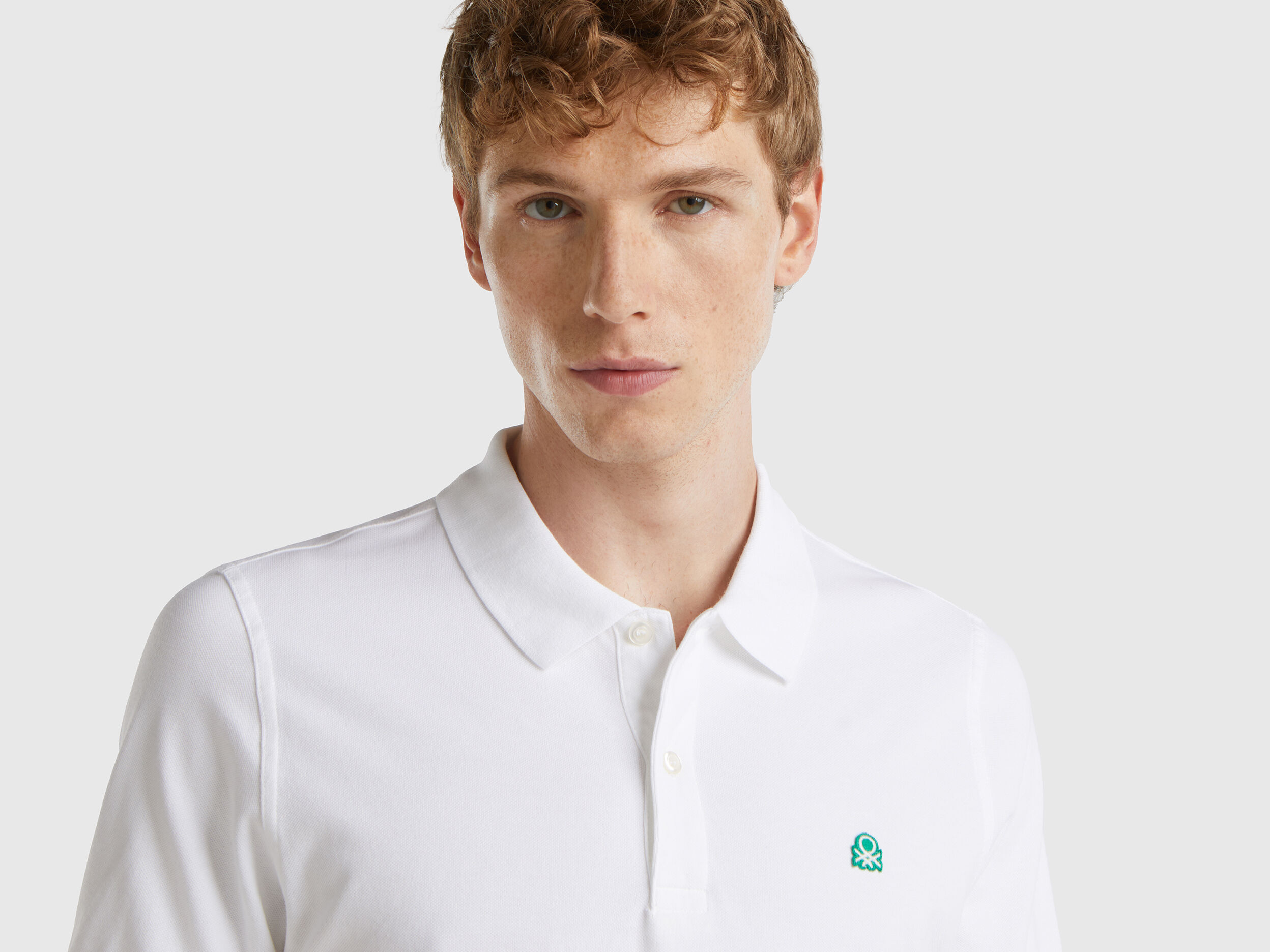 White slim fit polo White Benetton