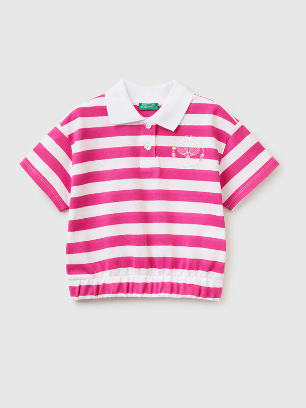 Striped polo shirt with crest Junior Girl