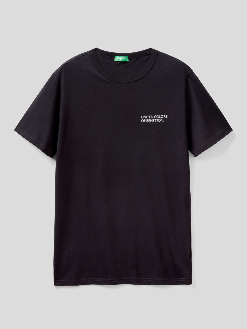 Black t-shirt with Black logo Benetton print | 