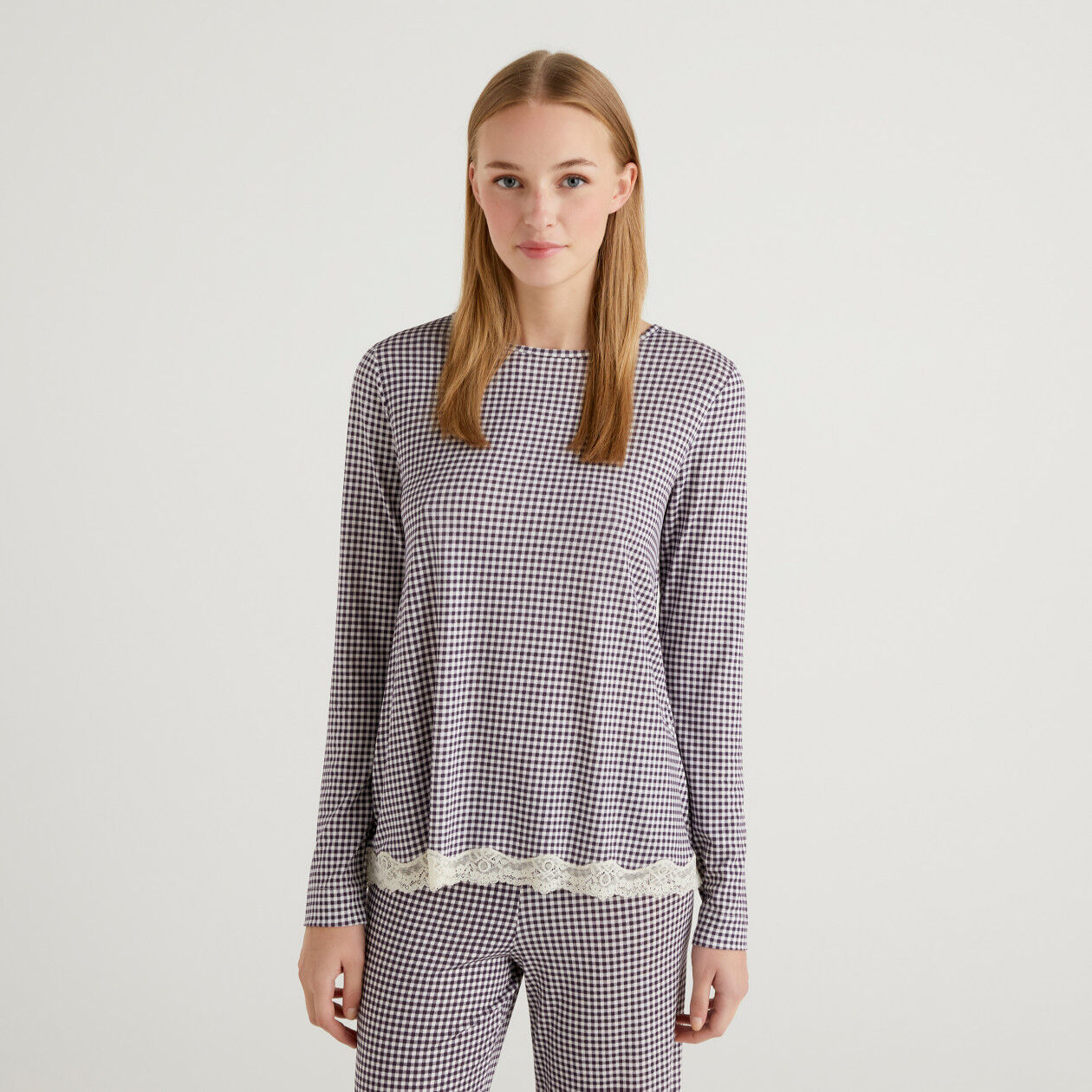 Cotton sweatshirt with puff sleeves - Dark Blue | Benetton