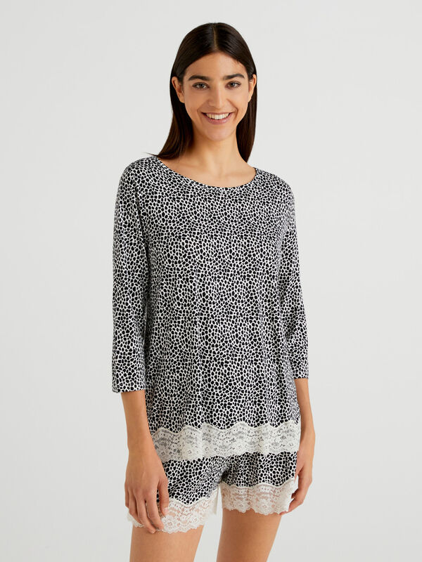 Patterned t-shirt in sustainable viscose Women