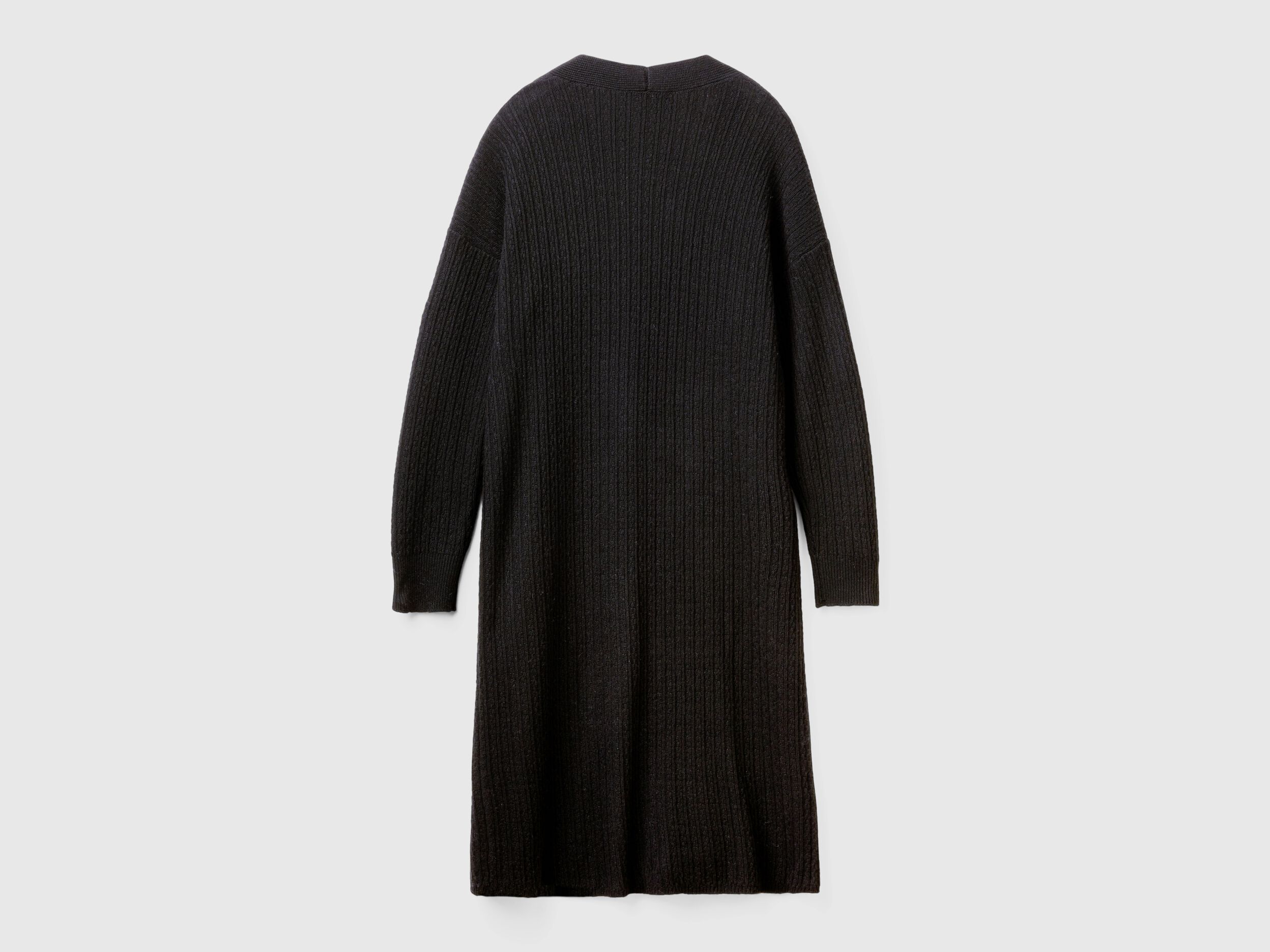 Long cardigan in wool blend - Black | Benetton