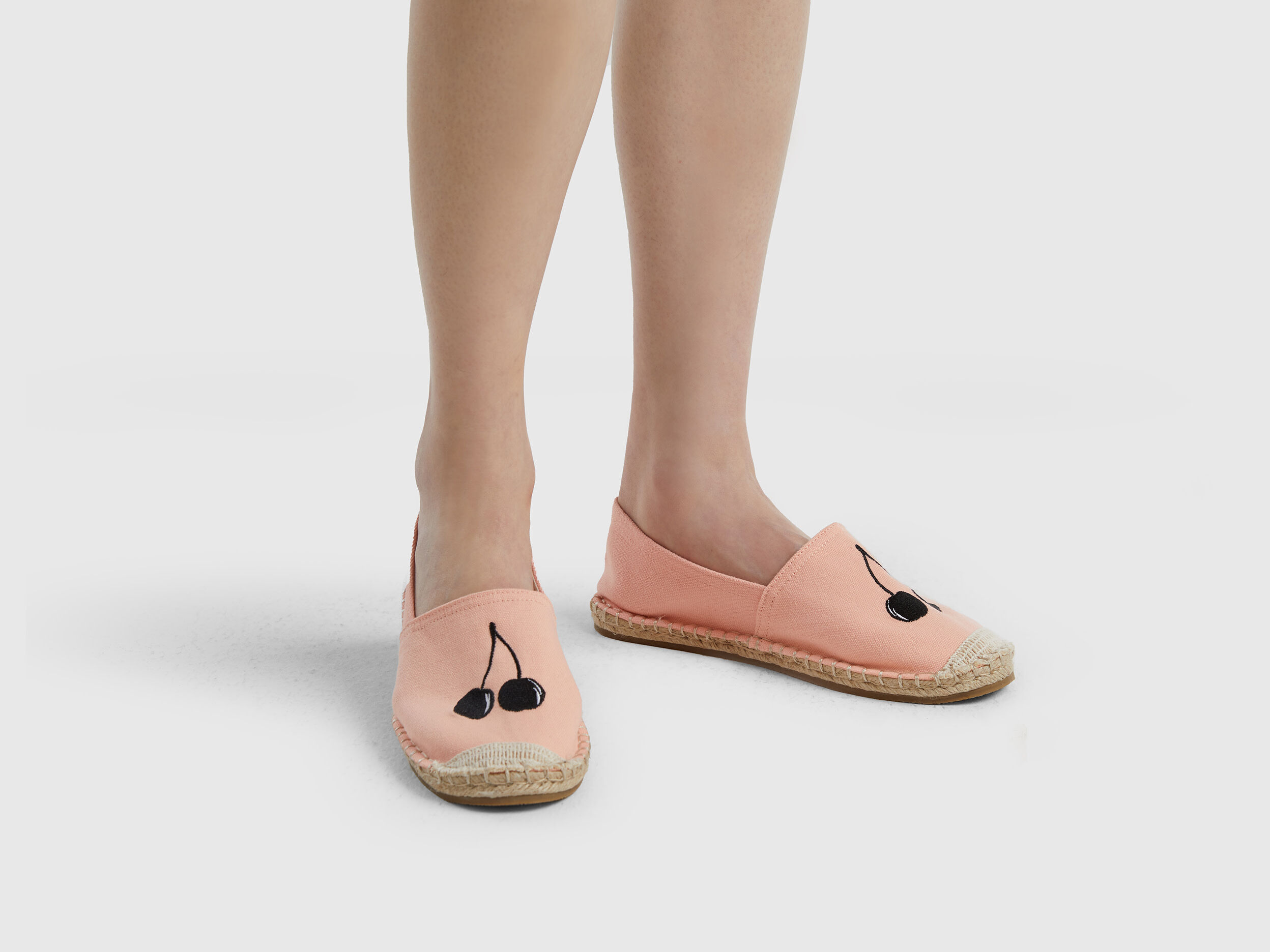 Pink espadrilles with cherry pattern Soft Pink Benetton
